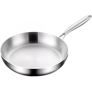 VOGREX 316 Stainless Steel Frying Pan Non-Stick Pan Fried Steak Pot Uncoated Kitchen in Silver Size: 8ft Silver 8ft VOGREX 316 Stainless Steel Frying Pan Non-Stick Pan Fried Steak Pot Uncoated Kitchen in Silver Size: 8ft Silver 8ft