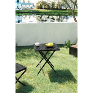 Garden Sanctuary Square Folding Outdoor Rattan Bistro Dining Table in Black Black Garden Sanctuary Square Folding Outdoor Rattan Bistro Dining Table in Black Black