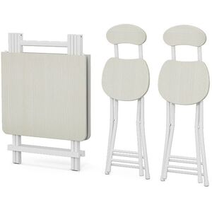 Living and Home 3pcs 100cm Folding Table and 2 Chairs Set Indoor Outdoor Kitchen Dining Set Furniture in White White Living and Home 3pcs 100cm Folding Table and 2 Chairs Set Indoor Outdoor Kitchen Dining Set Furniture in White White