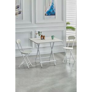 Living and Home 3pcs Set of 70cm Folding Dinging Table & 2 Portable Chairs for Indoor Outdoor Champing in White White Living and Home 3pcs Set of 70cm Folding Dinging Table & 2 Portable Chairs for Indoor Outdoor Champing in White White