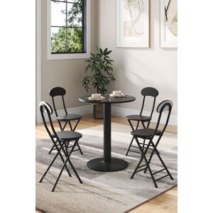Living and Home 5pcs Round Table and 4 Chairs Set Bistro Dining Set Furniture in Black Black Living and Home 5pcs Round Table and 4 Chairs Set Bistro Dining Set Furniture in Black Black