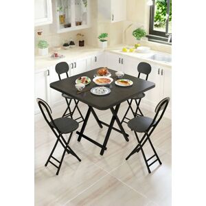 Living and Home 5pcs 80cm Folding Portable Table and 4 Folding Portable Chairs Set for Indoor Outdoor Bistro Kitchen Dining in Black Black Living and Home 5pcs 80cm Folding Portable Table and 4 Folding Portable Chairs Set for Indoor Outdoor Bistro Kitchen Dining in Black Black