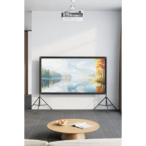 H&O Direct 84" 3D 4K HD Outdoor Indoor 16:9 4K Portable Projector Screen with Stand in Black Black H&O Direct 84" 3D 4K HD Outdoor Indoor 16:9 4K Portable Projector Screen with Stand in Black Black