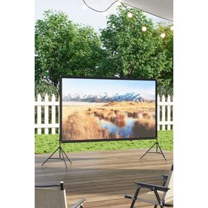 H&O Direct 100" 3D 4K HD Outdoor Indoor 16:9 4K Portable Projector Screen with Stand in Black Black H&O Direct 100" 3D 4K HD Outdoor Indoor 16:9 4K Portable Projector Screen with Stand in Black Black