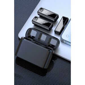 Living and Home Portable Wireless Lavalier Microphone with Charging Case in Black Black Living and Home Portable Wireless Lavalier Microphone with Charging Case in Black Black