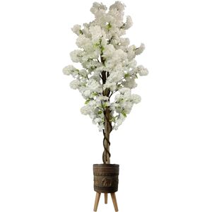 Pegdev 150cm Artificial White Cherry Blossom Tree with Elephant Planter White Pegdev 150cm Artificial White Cherry Blossom Tree with Elephant Planter White