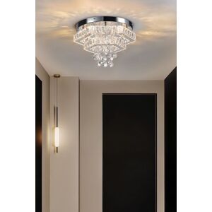 Living and Home Double-layer Stainless Steel Crystal Ceiling Light with Remote Control in Silver Silver Living and Home Double-layer Stainless Steel Crystal Ceiling Light with Remote Control in Silver Silver