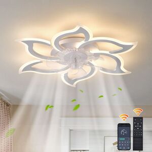 Garwarm 7 Blade Dimmable Led Reversable Ceiling Fan 83cm in White White Garwarm 7 Blade Dimmable Led Reversable Ceiling Fan 83cm in White White
