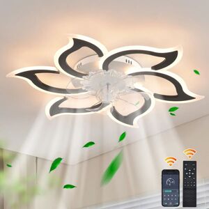 Garwarm 7 - Blade Dimmable LED Reversable Ceiling Fan in Black Black Garwarm 7 - Blade Dimmable LED Reversable Ceiling Fan in Black Black