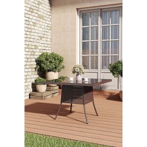 Living and Home Square Wicker Garden Dining Table With Parasol Hole in Brown Brown Living and Home Square Wicker Garden Dining Table With Parasol Hole in Brown Brown