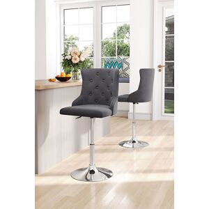 Living and Home Velvet Button Tufted Upholstered Adjustable Bar Stool with Chrome Base in Grey Grey Living and Home Velvet Button Tufted Upholstered Adjustable Bar Stool with Chrome Base in Grey Grey