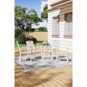 Living and Home Garden Outdoor Dining Armchairs Set of 4 in White White Living and Home Garden Outdoor Dining Armchairs Set of 4 in White White