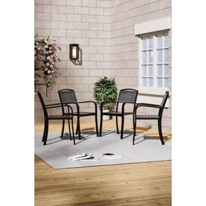 Living and Home Black Outdoor Garden Dining Armchairs Set of 4 in Grey Grey Living and Home Black Outdoor Garden Dining Armchairs Set of 4 in Grey Grey