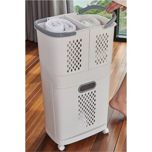 Living and Home 3 Compartment Laundry Baskets Laundry Sorter Rolling Laundry Hamper in White White Living and Home 3 Compartment Laundry Baskets Laundry Sorter Rolling Laundry Hamper in White White