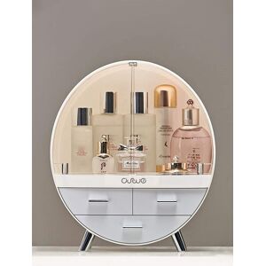 Living and Home 34CM High Round Transparent Cosmetic Display Box With 3 Drawers Storage Box in Grey Grey Living and Home 34CM High Round Transparent Cosmetic Display Box With 3 Drawers Storage Box in Grey Grey