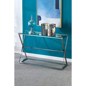 Living and Home Modern Glass Rectangular Side Table with Metal Base in Clear Clear Living and Home Modern Glass Rectangular Side Table with Metal Base in Clear Clear