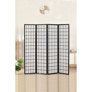 Living and Home 4-Panel Black Solid Wood Folding Room Divider Screen Black Living and Home 4-Panel Black Solid Wood Folding Room Divider Screen Black