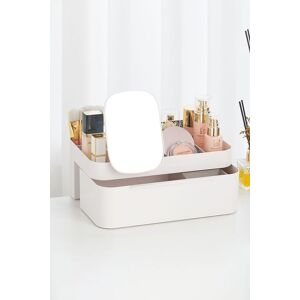 Living and Home Large Makeup Cosmetic Organizer with Mirror & Drawer Desktop in White White Living and Home Large Makeup Cosmetic Organizer with Mirror & Drawer Desktop in White White