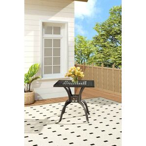 Living and Home Square Aluminum Outdoor Garden Dining Table in Black Black Living and Home Square Aluminum Outdoor Garden Dining Table in Black Black