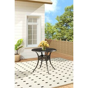 Living and Home Round Cast Aluminum Garden Bistro Dining Table in Black Black Living and Home Round Cast Aluminum Garden Bistro Dining Table in Black Black