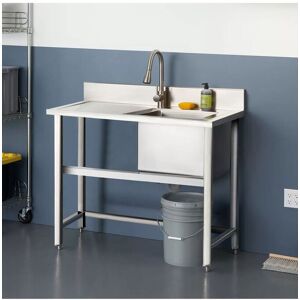 Living and Home Stainless Steel Freestanding Utility Sink for Kitchen Garage Garden in Silver Silver Living and Home Stainless Steel Freestanding Utility Sink for Kitchen Garage Garden in Silver Silver