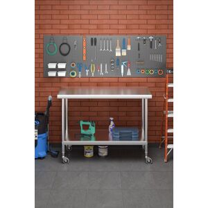 Living and Home 2 Tier Stainless Steel Storage Prep Work Table with Wheels for Kitchen Garage Laundry Outdoor in Silver Silver Living and Home 2 Tier Stainless Steel Storage Prep Work Table with Wheels for Kitchen Garage Laundry Outdoor in Silver Silver