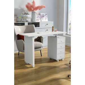 Living and Home 4 Drawers Manicure Nail Table Beauty Salon Desk with Wheels in White White Living and Home 4 Drawers Manicure Nail Table Beauty Salon Desk with Wheels in White White