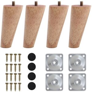 Living and Home 4Pcs 10cm Natural Oak Angled Round Tapered Furniture Legs with Fixing Plates Natural Living and Home 4Pcs 10cm Natural Oak Angled Round Tapered Furniture Legs with Fixing Plates Natural