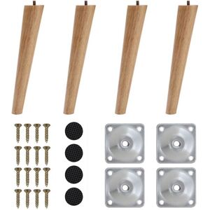 Living and Home 4Pcs 20cm Natural Oak Angled Round Tapered Furniture Legs with Fixing Plate Natural Living and Home 4Pcs 20cm Natural Oak Angled Round Tapered Furniture Legs with Fixing Plate Natural