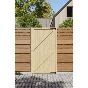 Living and Home 90x180cm Natural Wood Vertical Board Gate with Parallel Bracing Size: 90x180 cm Natural 90x180 cm Living and Home 90x180cm Natural Wood Vertical Board Gate with Parallel Bracing Size: 90x180 cm Natural 90x180 cm