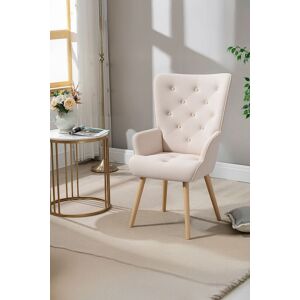 Living and Home Flannel Upholstered Tufted Lounge Chair in Beige Beige Living and Home Flannel Upholstered Tufted Lounge Chair in Beige Beige