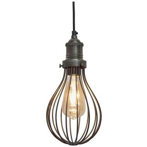 Industville Brooklyn Balloon Cage Pendant, 6 Inch, Pewter, Pewter Holder in Dark Grey Dark Grey Industville Brooklyn Balloon Cage Pendant, 6 Inch, Pewter, Pewter Holder in Dark Grey Dark Grey