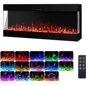 Omni-Burn 3 Sided Electric Fireplace with 13 Colors, Adjustable Brightness, Timer in Black Size: 127cm x 25.34cm x 68 cm Black 127cm x 25.34cm x 68 cm Omni-Burn 3 Sided Electric Fireplace with 13 Colors, Adjustable Brightness, Timer in Black Size: 127cm x 25.34cm x 68 cm Black 127cm x 25.34cm x 68 cm