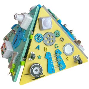 Dyzi Montessori Busy Board Pyramid Toy Motor Skills Activity Toddler Wooden Sensory Toy in Blue Blue Dyzi Montessori Busy Board Pyramid Toy Motor Skills Activity Toddler Wooden Sensory Toy in Blue Blue