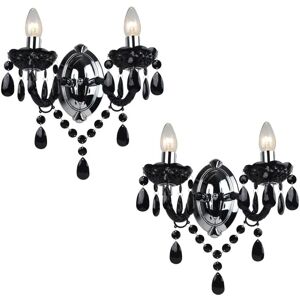 First Choice Lighting Set of 2 Black Acrylic & Chrome Marie Therese Style 2 x 40W Wall Light Black First Choice Lighting Set of 2 Black Acrylic & Chrome Marie Therese Style 2 x 40W Wall Light Black