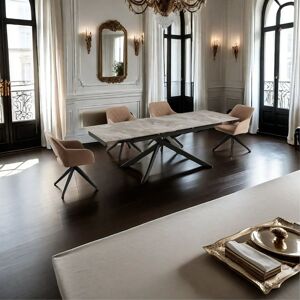 DS Living Zaira White with Black Vein Sintered Stone Dining Room Table Size: 240 cm x 90 cm White 240 cm x 90 cm DS Living Zaira White with Black Vein Sintered Stone Dining Room Table Size: 240 cm x 90 cm White 240 cm x 90 cm