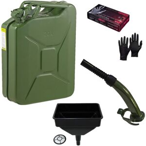 Pegdev 20L Heavy Duty Jerry Can with Funnel Metal Spout & Nitrile Gloves UN Certified in Dark Green Dark Green Pegdev 20L Heavy Duty Jerry Can with Funnel Metal Spout & Nitrile Gloves UN Certified in Dark Green Dark Green