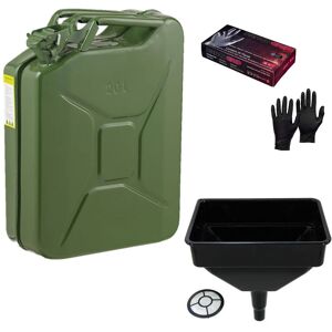 Pegdev Heavy Duty 20L Jerry Can with Funnel & Nitrile Gloves UN Certified Steel Container in Dark Green Dark Green Pegdev Heavy Duty 20L Jerry Can with Funnel & Nitrile Gloves UN Certified Steel Container in Dark Green Dark Green