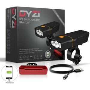 Dyzi Rechargeable Bike Lights Set 3000mah Lumens Waterproof in Black Size: 0.5 Black 0.5 Dyzi Rechargeable Bike Lights Set 3000mah Lumens Waterproof in Black Size: 0.5 Black 0.5