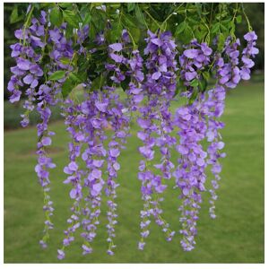 Living and Home 12 Pcs Hanging Artificial Wisteria Vine for Wedding Decoration in Purple Purple Living and Home 12 Pcs Hanging Artificial Wisteria Vine for Wedding Decoration in Purple Purple