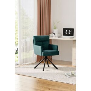 Living and Home Modern Green Upholstered Swivel Armchair with Black Legs Green Living and Home Modern Green Upholstered Swivel Armchair with Black Legs Green