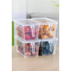 Living and Home 4pcs Sealed Fridge Organiser Box Stackable Food Storage Containers w/ Lids & Handles in Clear Clear Living and Home 4pcs Sealed Fridge Organiser Box Stackable Food Storage Containers w/ Lids & Handles in Clear Clear