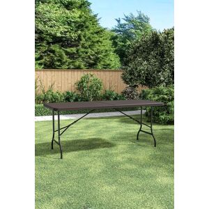 Living and Home Outdoor Rattan Plastic Folding Table in Brown Brown Living and Home Outdoor Rattan Plastic Folding Table in Brown Brown