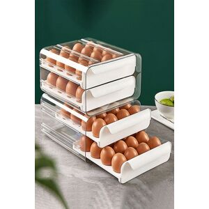 Living and Home 2-Layer 32 Grid Egg Storage Drawer Box Transparent in White White Living and Home 2-Layer 32 Grid Egg Storage Drawer Box Transparent in White White