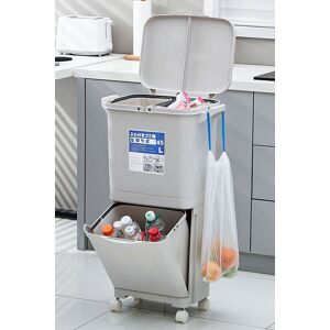 Living and Home 45L 3-Compartment Rubbish Bin Dustbin 2-Layer Recycling Trash Can with Wheels in White White Living and Home 45L 3-Compartment Rubbish Bin Dustbin 2-Layer Recycling Trash Can with Wheels in White White