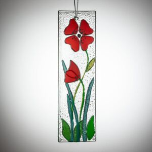 Sienna Glass Hanging Decorative Flower Plaque Red Multicolor Sienna Glass Hanging Decorative Flower Plaque Red Multicolor