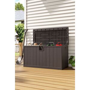 H&O Direct 105-Gallon Faux Wood Grain Outdoor Storage Deck Box in Brown Brown H&O Direct 105-Gallon Faux Wood Grain Outdoor Storage Deck Box in Brown Brown