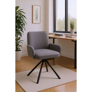 Living and Home Grey Linen Modern Swivel Chair with Black Legs Grey Living and Home Grey Linen Modern Swivel Chair with Black Legs Grey