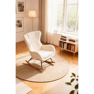 Living and Home White Lambswool Upholstered Rocking Chair White Living and Home White Lambswool Upholstered Rocking Chair White