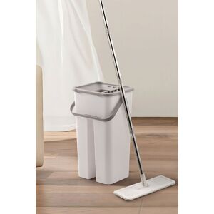 Living and Home Wet Dry Flat Mop Bucket Set Self-Cleaning Separation with Wringer Set 2pcs Pads Floor Cleaning Tool in Grey Grey Living and Home Wet Dry Flat Mop Bucket Set Self-Cleaning Separation with Wringer Set 2pcs Pads Floor Cleaning Tool in Grey Grey